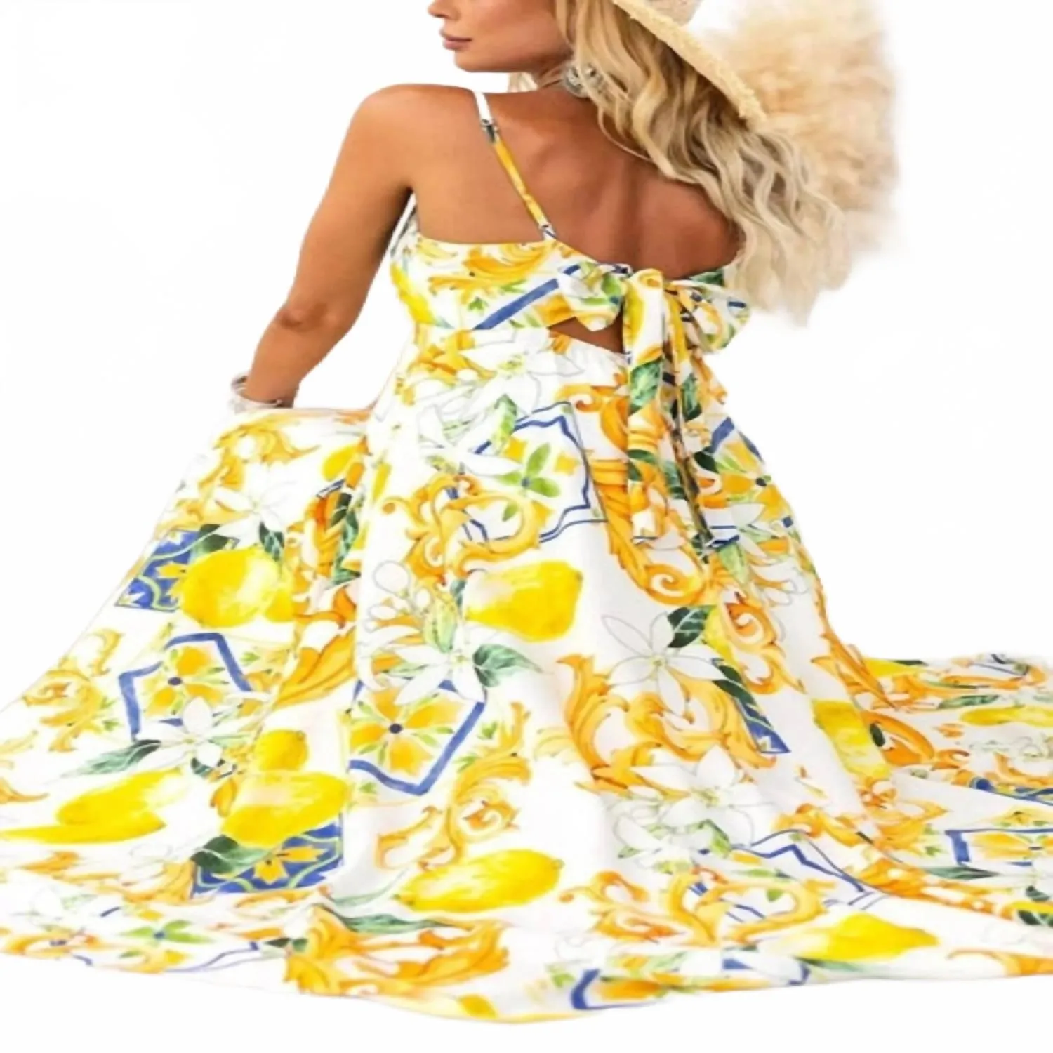 Strap Back Dress In Lemon