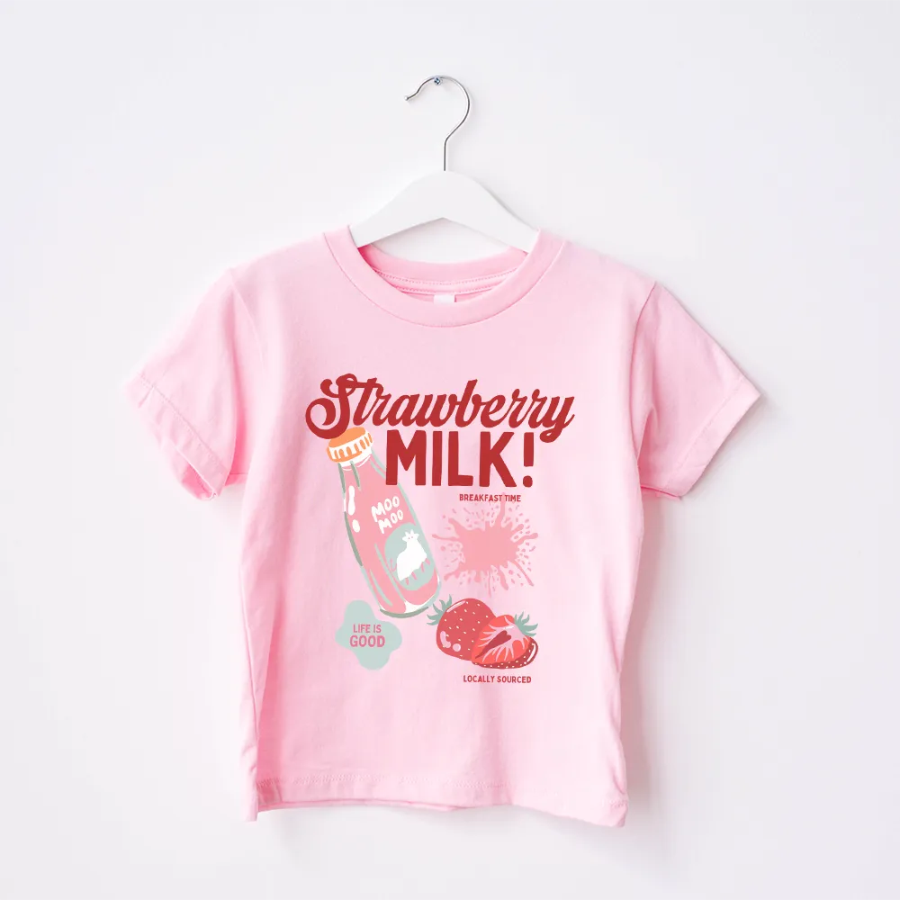 Strawberry Milk Graphic Kids T-Shirt girls pajamas promo