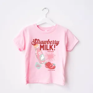 Strawberry Milk Graphic Kids T-Shirt girls pajamas promo