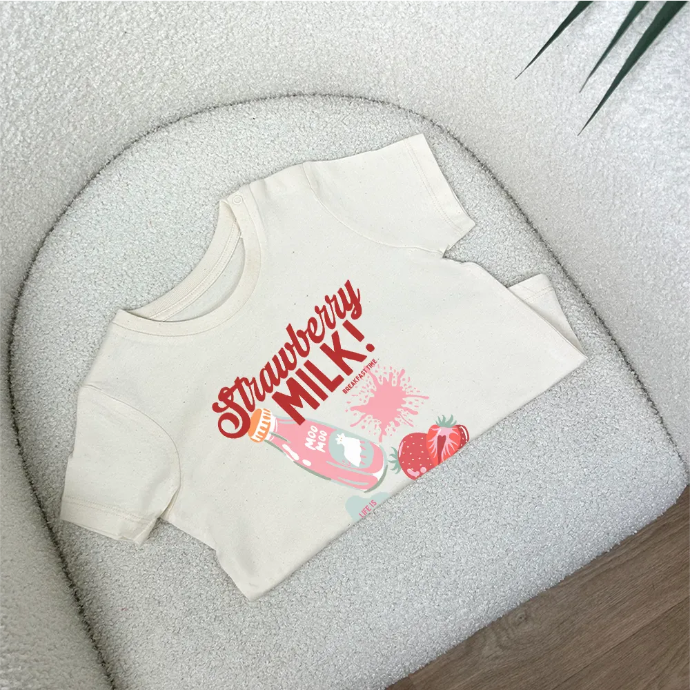 Strawberry Milk Graphic Kids T-Shirt