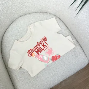 Strawberry Milk Graphic Kids T-Shirt boys fashion clearance