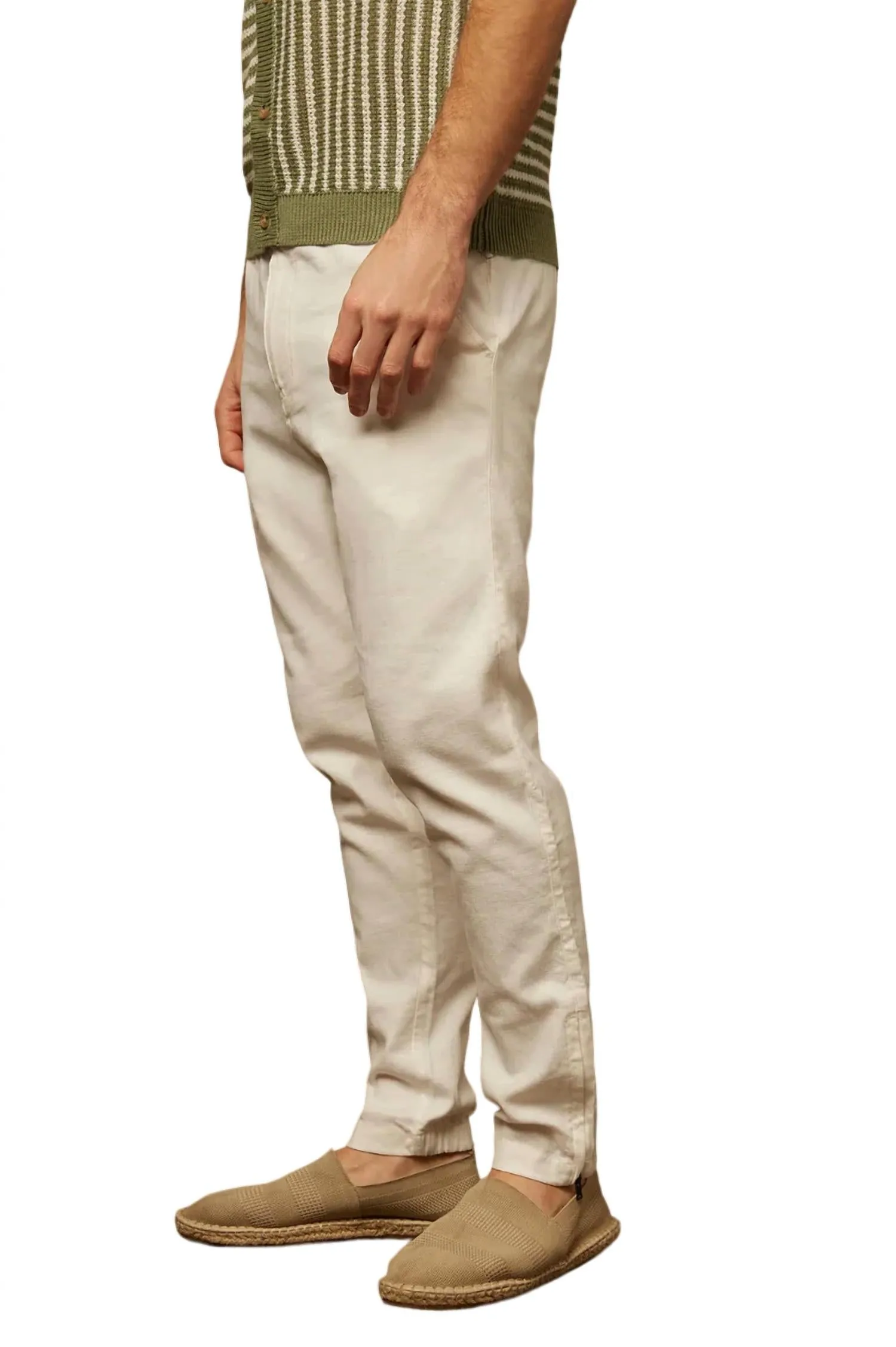 Stretch Linen Traveler Pant In White