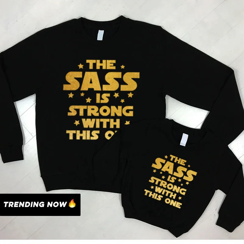 Strong SASS Mum & Daughter Black/Gold Sweatshirts (MRK X) maternity leggings online
