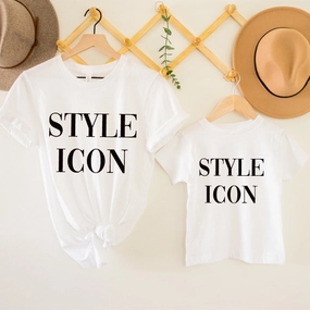Style Icon Vogue Matching Mum & Kid White T-Shirts baby bump outfits discount