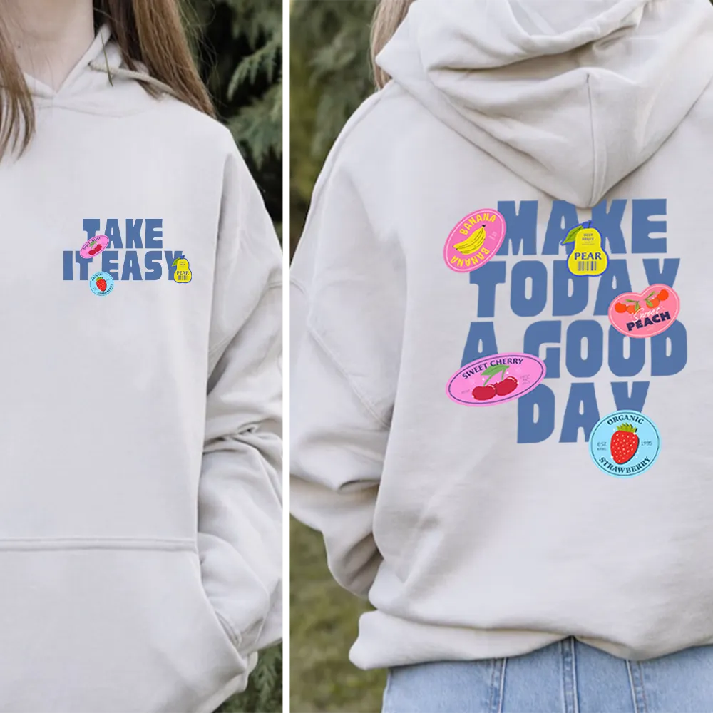 Summer Stickers Front & Back Graphic Hoodie breastfeeding tops cheap