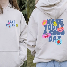 Summer Stickers Front & Back Graphic Hoodie discount girls tops