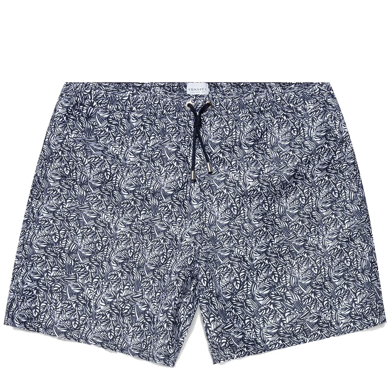 Sunspel Swim Shorts Navy Tropics Print mens shorts outlet store