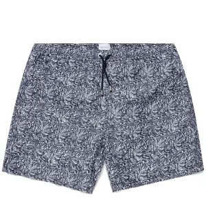 Sunspel Swim Shorts Navy Tropics Print mens shorts outlet store