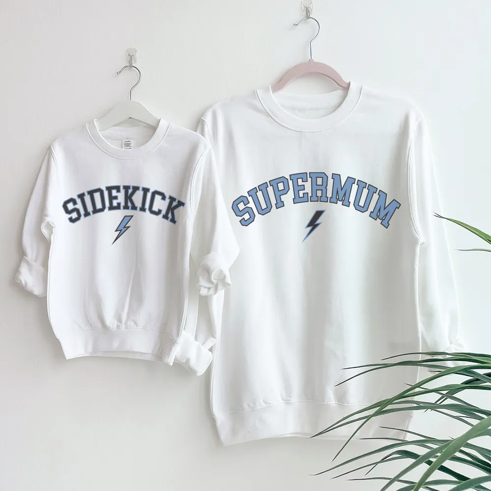 Supermum & Sidekick College Matching Mum & Kids Sweatshirts breastfeeding tops cheap