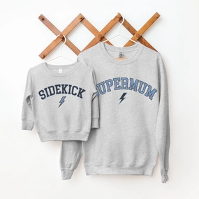 Supermum & Sidekick College Matching Mum & Kids Sweatshirts baby bump outfits discount