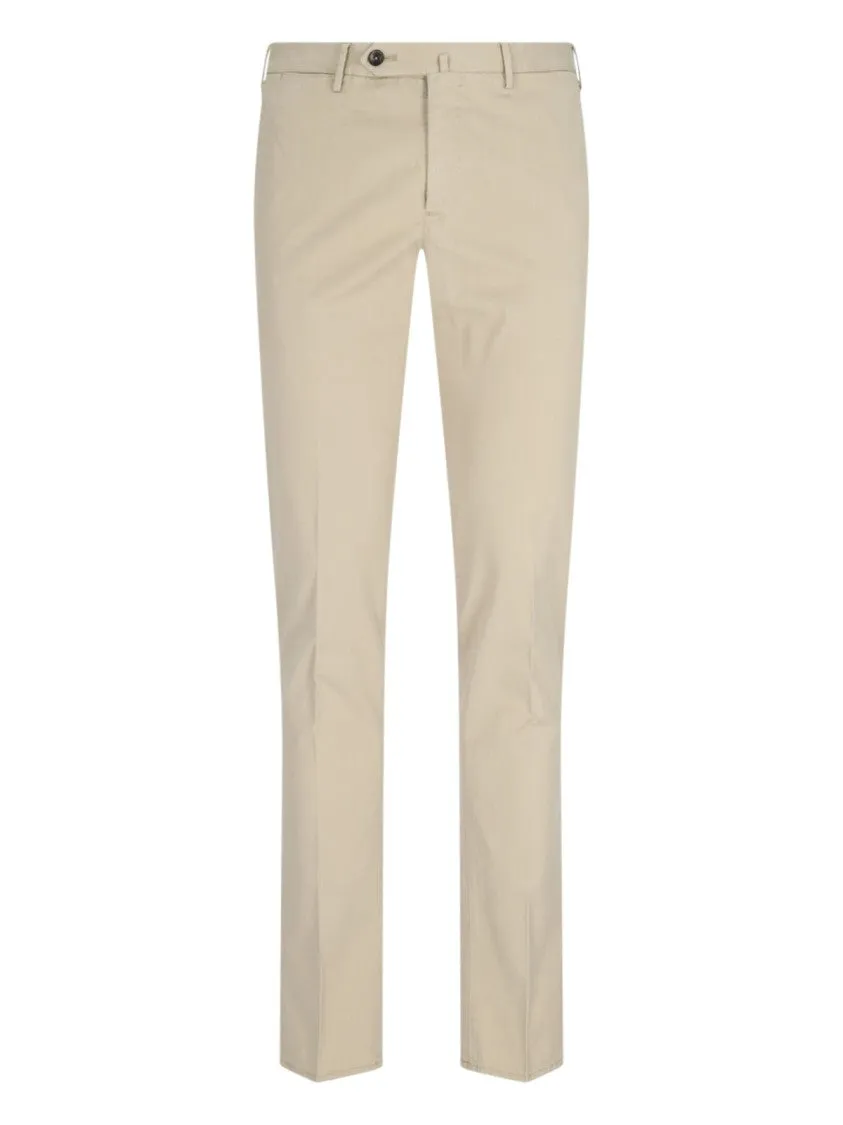 Superslim Fit Beige Cotton Chinos With Classic Pockets
