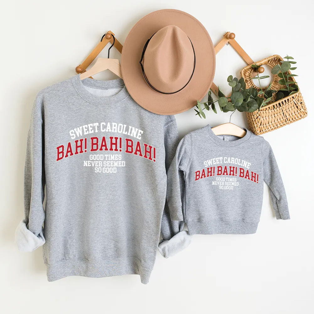 Sweet Caroline Matching Graphic Heather Grey Sweatshirts mum jeans promo