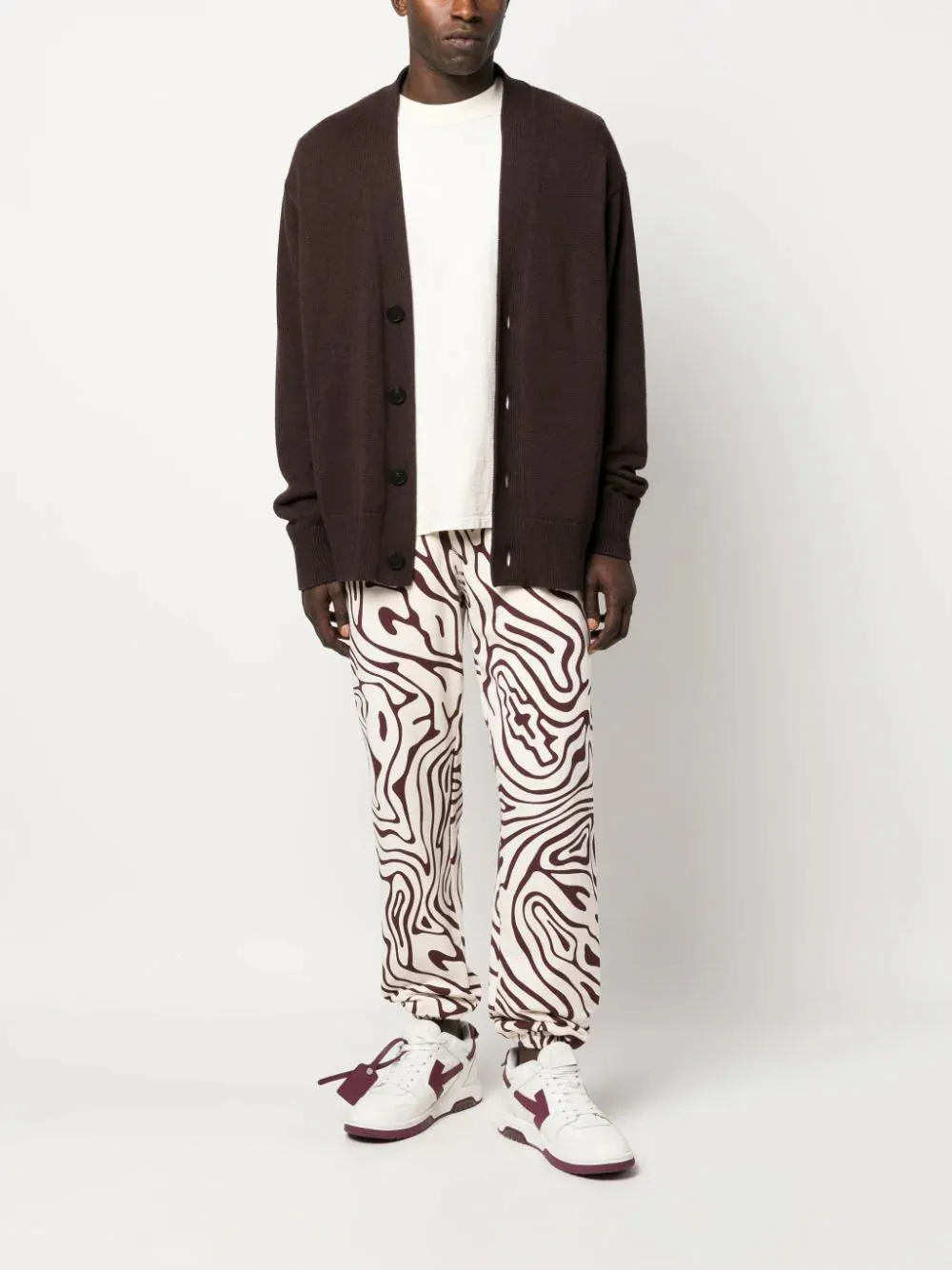 Swirl-Print Cotton Track Pants