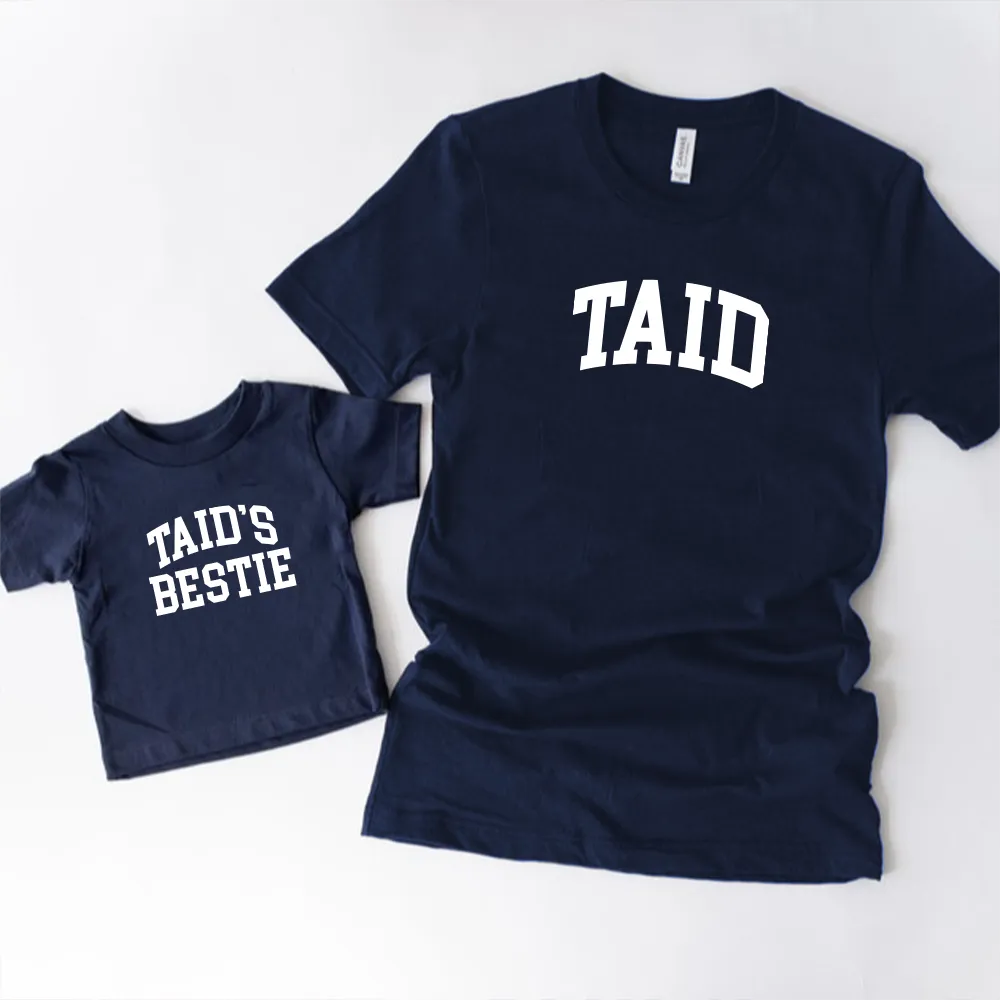 Taid & Taid's Bestie College Matching Navy T-Shirts dads clothes cheap
