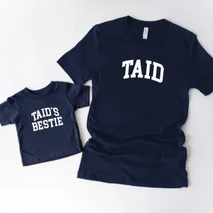 Taid & Taid's Bestie College Matching Navy T-Shirts dads clothes cheap