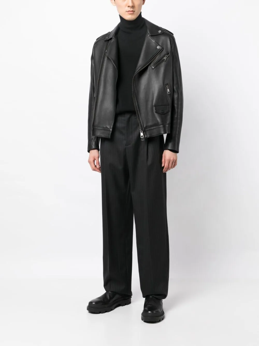Tailored Striped Virgin-Wool Trousers