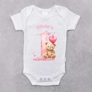 Teddy Personalised 1st Valentine's Day Baby Vest cheap baby clothes online
