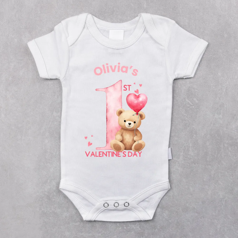 Teddy Personalised 1st Valentine's Day Baby Vest cheap baby clothes online
