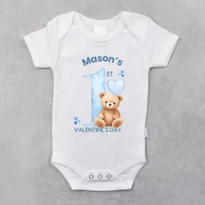 Teddy Personalised 1st Valentine's Day Baby Vest cheap baby clothes online