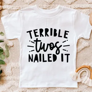 Terrible Twos Nailed It T-Shirt boys apparel promo code