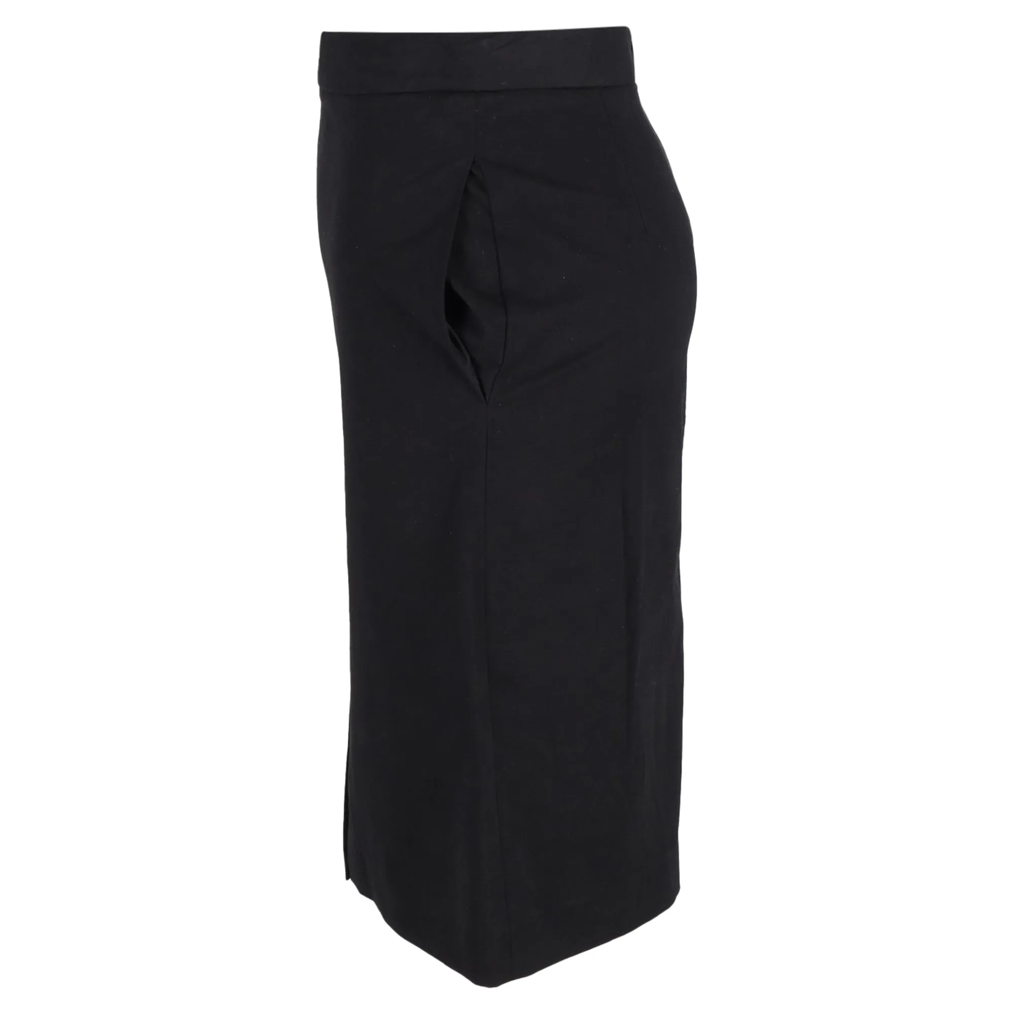 The Row Mini A-Line With Front Slit Skirt in Black Wool