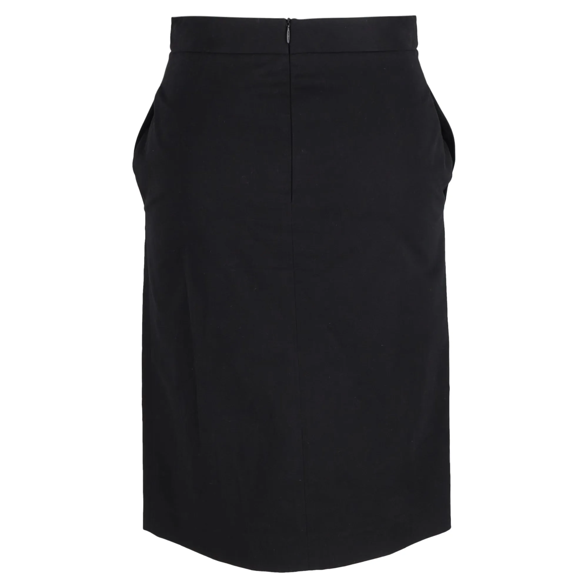 The Row Mini A-Line With Front Slit Skirt in Black Wool