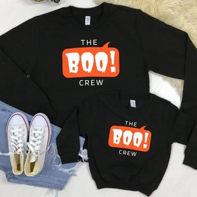 The Boo Crew Mum & Kid Matching Halloween Sweatshirts- Black baby bump outfits discount