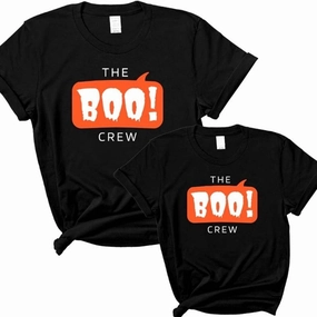 The Boo Crew Mum & Kid Matching Halloween T-Shirts- Black baby bump outfits discount