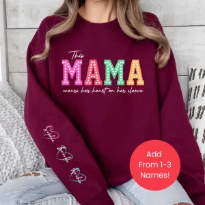 This Mama Wears Her Heart Personalised Sleeve Sweatshirt postpartum clothes sale