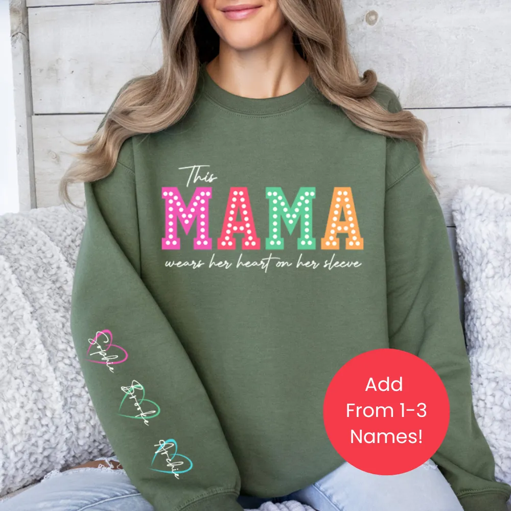 This Mama Wears Her Heart Personalised Sleeve Sweatshirt postpartum clothes sale