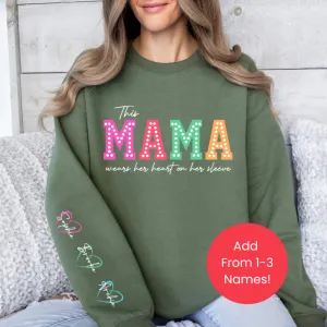 This Mama Wears Her Heart Personalised Sleeve Sweatshirt postpartum clothes sale