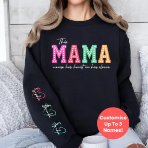 This Mama Wears Her Heart Personalised Sleeve Sweatshirt postpartum clothes sale