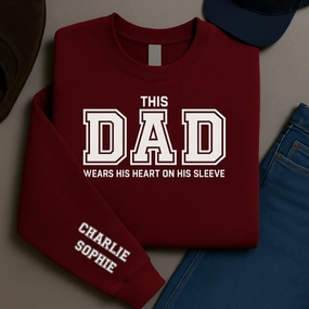 This Dad Wears His Heart Personalised Sleeve Sweatshirt dad jeans best price