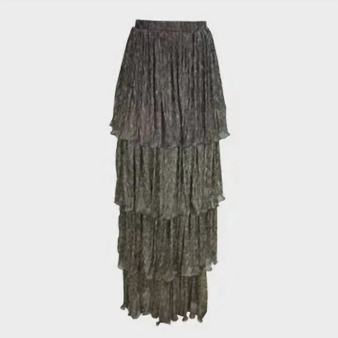 Tiered Maxi Skirt In Pewter