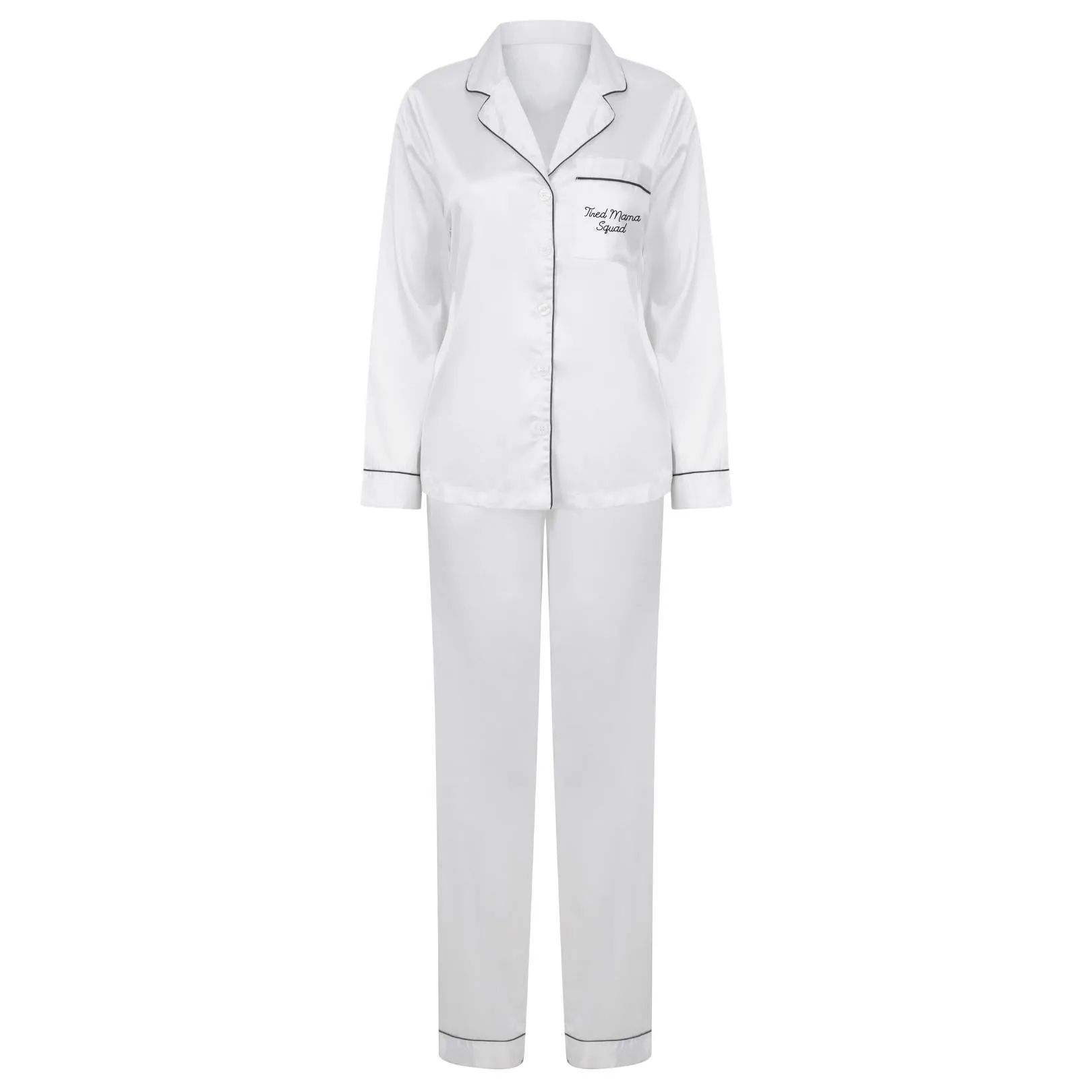 Tired Mama Squad Satin Long Pyjamas maternity dresses promo