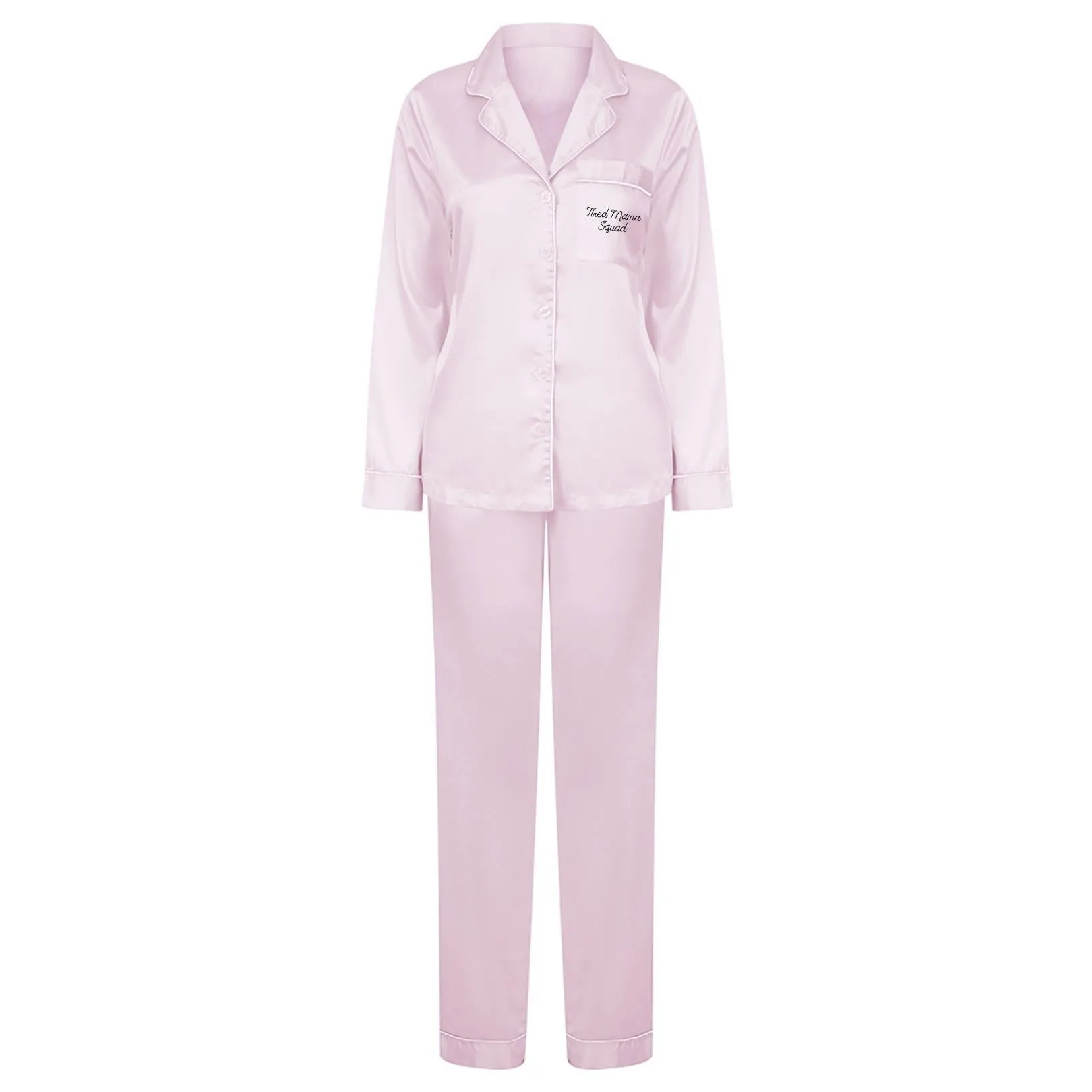 Tired Mama Squad Satin Long Pyjamas