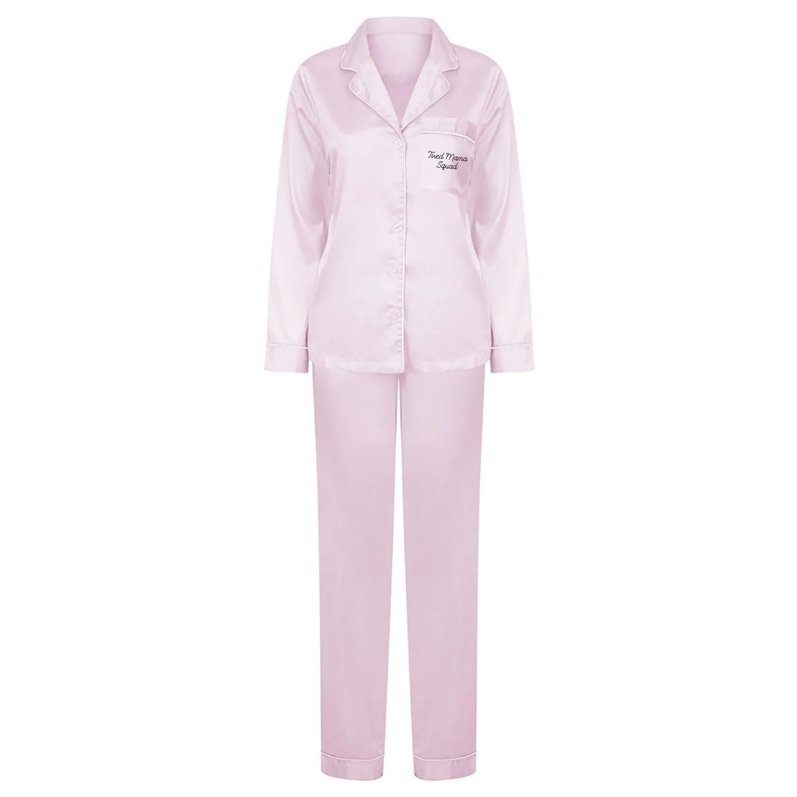 Tired Mama Squad Satin Long Pyjamas