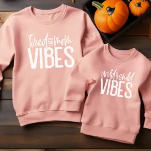 Tired Mom & Wild Child Matching Sweatshirts breastfeeding tops cheap
