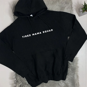 Tired Mama Squad Basic Hoodie (MRK X) mum jeans promo