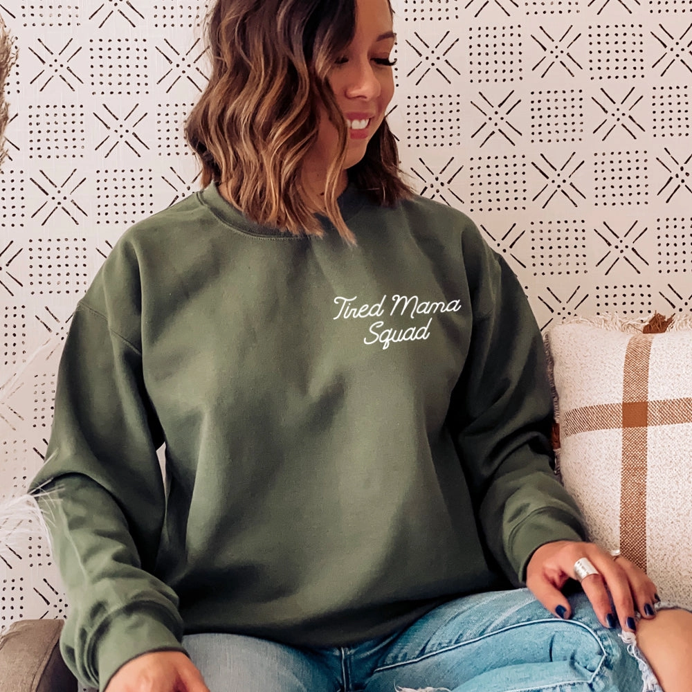 Tired Mama Squad Mini Logo Sweatshirt mum jeans promo