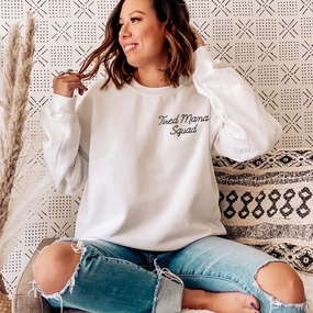 Tired Mama Squad Mini Logo Sweatshirt mum jeans promo