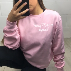 Tired Mama Squad Mini Logo Sweatshirt mum jeans promo