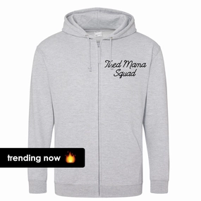 Tired Mama Squad Mini Logo Zipped Hoodie (MRK X) mum jeans promo