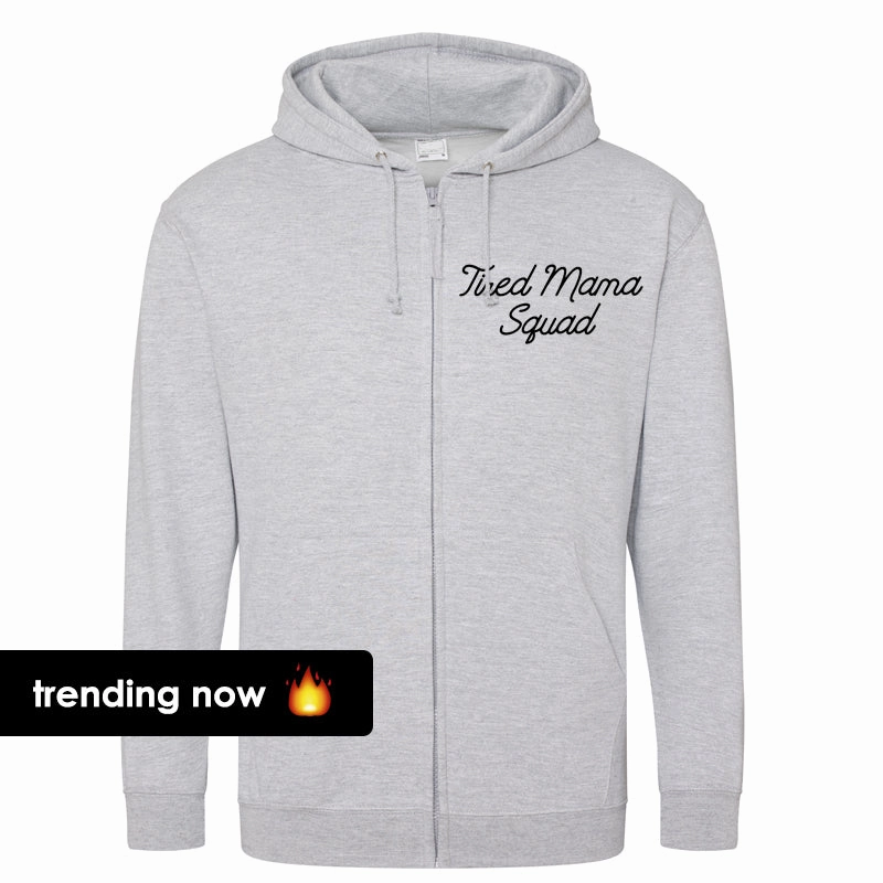 Tired Mama Squad Mini Logo Zipped Hoodie (MRK X)