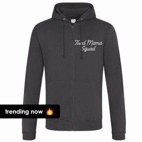 Tired Mama Squad Mini Logo Zipped Hoodie (MRK X) mum jeans promo