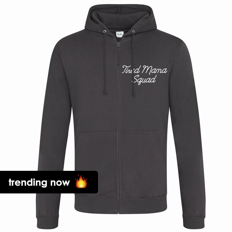 Tired Mama Squad Mini Logo Zipped Hoodie (MRK X)