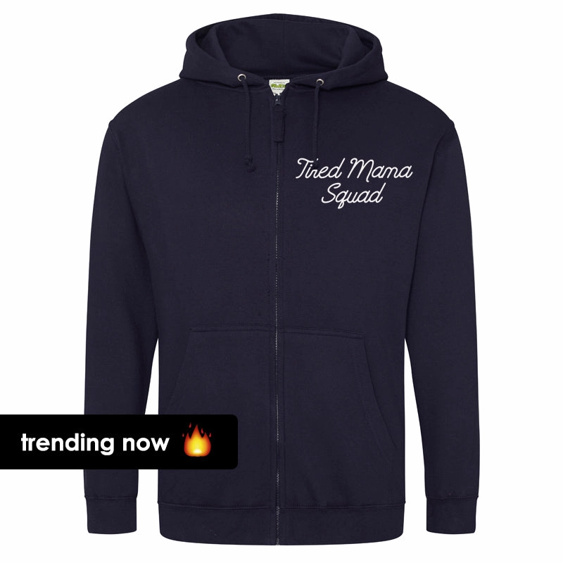 Tired Mama Squad Mini Logo Zipped Hoodie (MRK X)