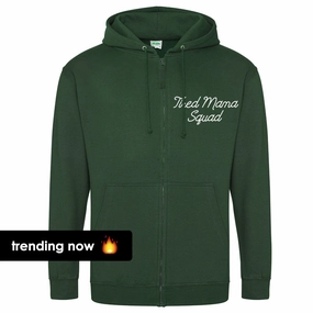 Tired Mama Squad Mini Logo Zipped Hoodie (MRK X) mum jeans promo