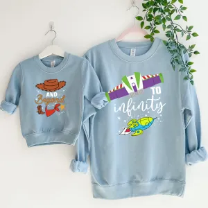 To Infinity & Beyond Matching Baby Blue Sweatshirts breastfeeding tops cheap