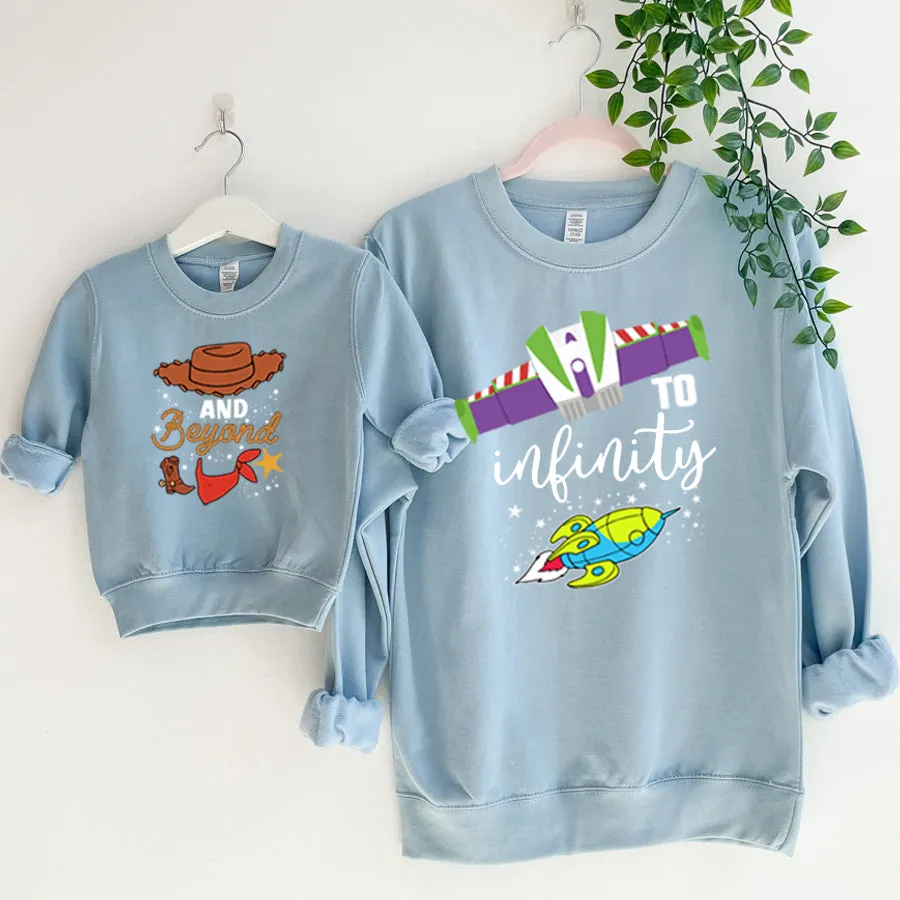 To Infinity & Beyond Matching Baby Blue Sweatshirts breastfeeding tops cheap